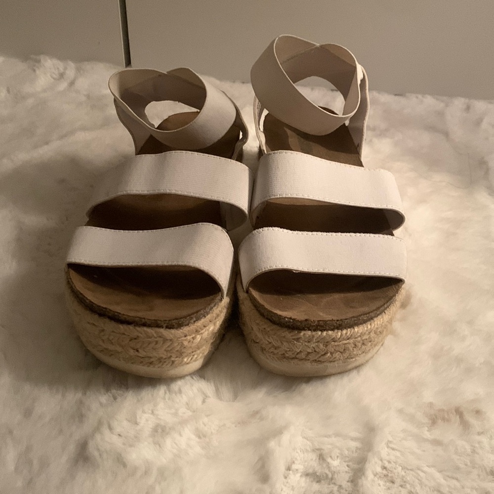 White Cushionaire Platform Sandals